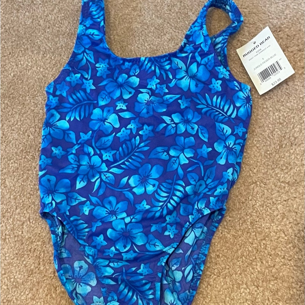 Blue floral bathing suit
